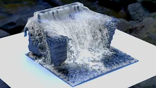 Waterfall Simulation - Houdini and Blender #shorts