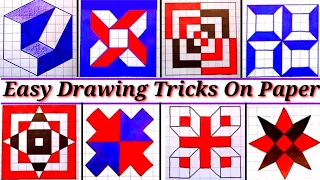 Easy Drawing Tricks on Graph Paper | #3Ddrawing #Opticalillusions  on Graph Paper