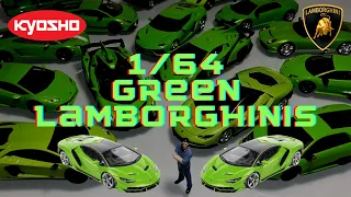 All Green 1/64 Kyosho Lamborghini Collection Diecast Hobby Centenario Veneno Aventador Huracan