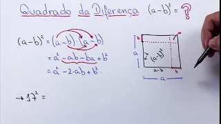 ⏱ PRODUTOS NOTÁVEIS - Quadrado da Diferença de Dois Termos 👉 Minuto Matemática