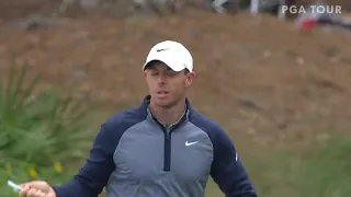 Clutch fariway bunker shot from Rory McIlroy at The Players Championship on the 15th hole.