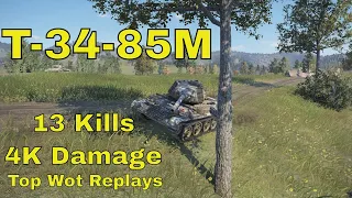 World of Tanks Gameplay T-34-85M | 13 Kills 4K Damage | Top Wot Replays