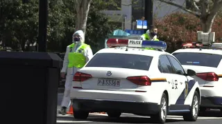 Images of street, police on day two of Shanghai lockdown | AFP