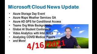 Microsoft Cloud News Update for 4/16/21 - Azure, Office 365, Microsoft 365, Teams, Cloud Update