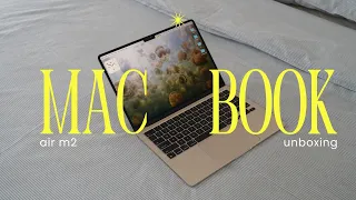 macbook air 2022 m2 unboxing 🪼⋆.ೃ࿔*:･ setup, accessories & decor