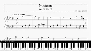 Chopin - Nocturne Op. 9 No. 2 in E Flat Major (Easy) Frédéric François (Tutorial Piano score)