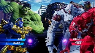 Green Hulk & Thanos vs Nemesis & Red Venom (Very Hard) - Marvel vs Capcom | 4K UHD Gameplay