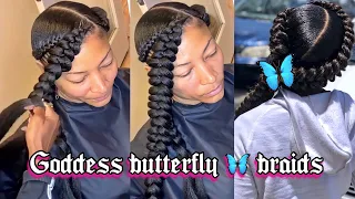 Two Quick And Easy Goddess BUTTERFLY BRAID || Protective Hairstyle 🦋