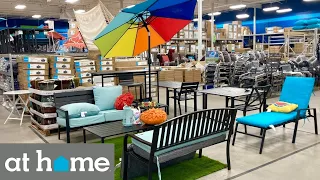 AT HOME SHOP WITH ME PATIO FURNITURE SOFAS ARMCHAIRS TABLES OUTDOOR DECOR SHOPPING STORE WALKTHROUGH