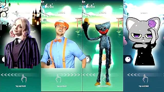 EMMA MYERS (ENID SINCLAIR) vs BLIPPI vs HUGGY WUGGY vs WEDNESDAY vs FROZEN ELSA - Tiles Hop EDM RUSH