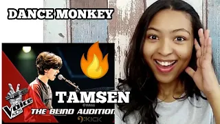 REACTION : THE VOICE KIDS TAMSEN - 'DANCE MONKEY' VTM | BLIND AUDITIONS