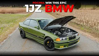 PDG64 - EPIC 1JZGTE BMW E36 - Single Turbo, Custom Green Paint, Overfenders - Absolutely INCREDIBLE!