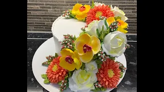 ГЕОРГИНЫ ОРХИДЕИ РОЗЫ из Белкового крема! Как сделать Георгин из крема! Cake Decorating Ideas!