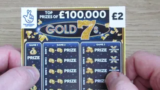 £100,000 GOLD 7S SCRATCHCARDS X5