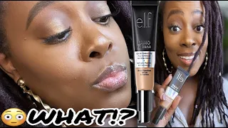 BRAND NEW| ELF COSMETICS CAMO CC CREAM (DEEP SKIN TONE)| DEMO+FIRST IMPRESSIONS+REVIEW...WOW!!!😳😳😳