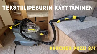 Tekstiilipesurin käyttäminen asuntovaunussa - Kärcher Puzzi 8/1