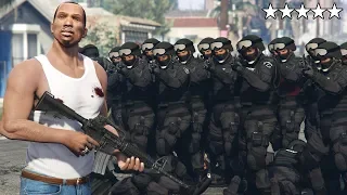 GTA 5 - Carl Johnson VS 5 STARS SWAT TEAM! (Epic Grove Street Cop Battle)