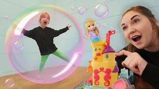 Adley & Mom CHALLENGES!!  Bubbles, Soccer, and Teamwork tied together! playing to win dad surprises