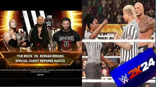 FULL MATCH THE ROCK VS ROMAN REIGNS SPECIAL GUEST REFEREE SOLO SIKOA CHEATING MATCH | WWE 2K24