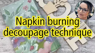 Napkin burning decoupage technique | Dollar Tree