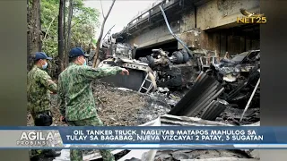 Oil tanker truck, nagliyab matapos mahulog sa tulay sa Bagabag, Nueva Vizcaya