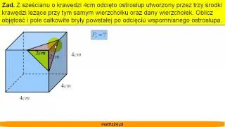 Objętość i pole całkowite ostrosłupa - Zadanie - Matfiz24.pl