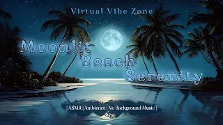 Moonlit Beach Serenity 🌊 | ASMR | Ambience to Working,Studying,Relaxing | No Background Music