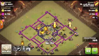 COC - TH7 attack TH8 3 stars, with dragons and CC hog riders