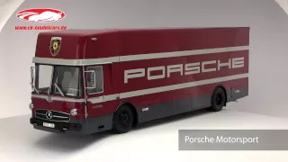 ck-modelcars-video: Mercedes-Benz O 317 Racing Car Transporter Porsche Motorsport Schuco