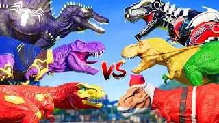 ALL SPIDER-MAN TEAM vs. ALL DC DINO PRO SUPERHERO TEAM in Dinosaurs Battle |SUPERHERO's STORY|