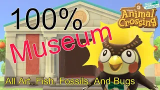 100% ACNH Museum Tour!!! All Easter Eggs, Art, Fish, Fossils, And Bugs!!!