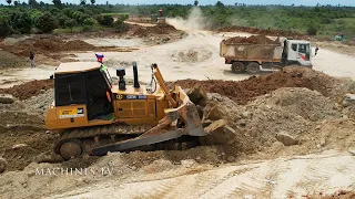 New Project Wonderful Land Filling Up New Bulldozer SEM 816D Pushing Dirt Mix With Stone