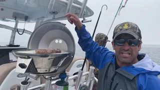 MAGMA Grill Cooking Steak While Offshore Fishing With a Veteran of Desert Storm