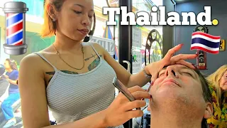 💈$4 QUICKY SHAVE by Very SKILLED THAI FEMALE BARBER | Pattaya, Thailand 🇹🇭 (ASMR)