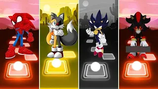 Spider Man Sonic 🆚 Shadow Exe Sonic 🆚 Dark Blue Sonic 🆚 Tails Exe Sonic | Sonic Tiles Hop