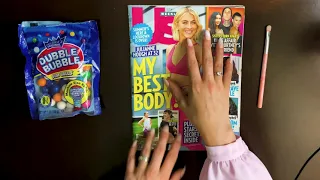 ASMR Magazine Flipping | Tracing | Brushing | Reading | Gum Chewing