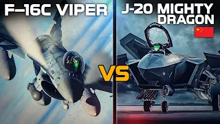 F-16 Viper Vs J-20 Mighty Dragon | Digital Combat Simulator | DCS |