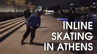 Inline Skating at Night in Athens, Greece