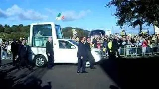 Clear view of Pope Benedict XVI in the Popemobile at Bellahouston Park