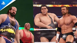 War of the Giants: Earthquake and Vader take on Andre the Giant and Triple H in WWE 2K24