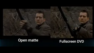 widescreen ( open matte ) vs Fullscreen DVD The Bourne Identity (Thai dub) field shootout scene