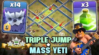 Triple JUMP With Mass Yeti 3star Attack!! Yeti Jump Strategy Simple 3 Star ANY TH13 Base | CoC