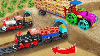 Diy tractor making mini concrete bridge | Diy tractor trolley full of Parle-G loading |