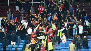 A Fight broke out between ARSENAL FANS & BURNLEY FANS at Turf Moor after full time