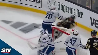 Maple Leafs' Joel Edmundson Lays Massive Hit On David Pastrnak To Start Game 7