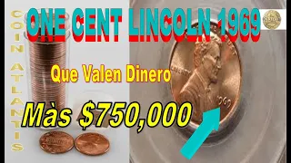 Guías de valor de centavo de 1969 (errores raros, "D", "S" y sin marca de ceca),Màs $750,000