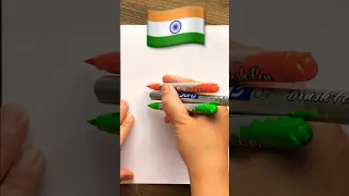 Easy Indian Flag🇮🇳 drawing using DOMS Brush pens #independenceday #shorts #drawing #youtubeshorts