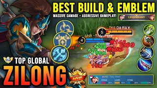 MASSIVE DAMAGE!! ZILONG BEST BUILD & EMBLEM 2023 | TOP GLOBAL ZILONG GAMEPLAY - MOBILE LEGENDS