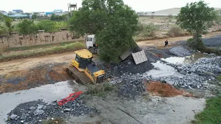 Part 2| Continue to Processing Landfill with Incredible Rock Moving by Dozer Dump Truck Unloading