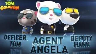 Talking Tom Gold Run Officer Tom vs Agent Angela vs Deputy Hank Brave New Characters Missi